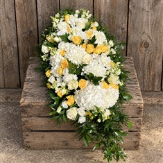 Yellow and White Casket Spray 