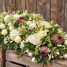 Ivory Rose and Protea Casket Spray 
